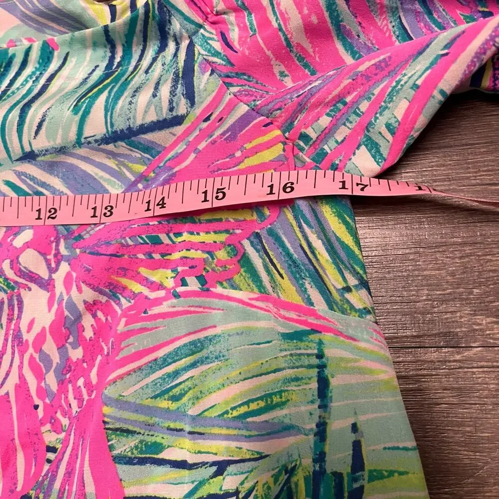 Lilly Pulitzer Adira Silk Off Shoulder Top XS Parrot Tropical Coastal Resort - Picture 8 of 10